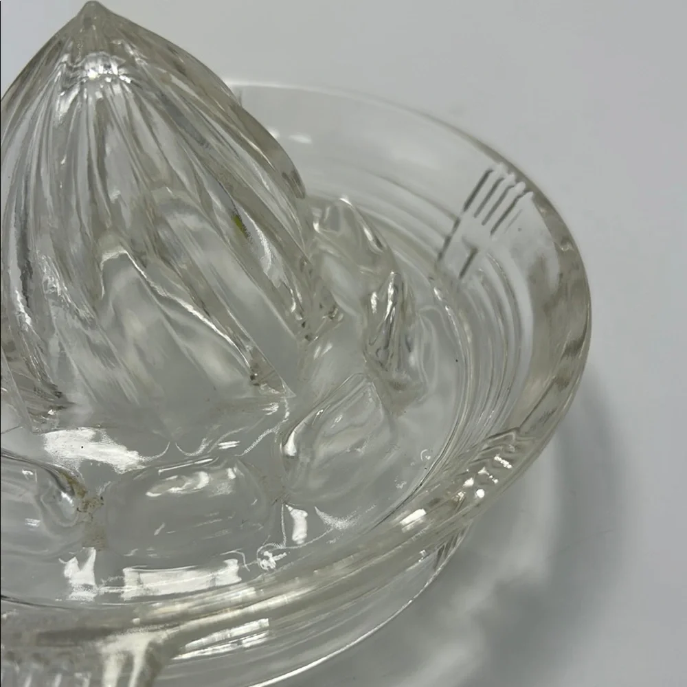 Vintage Hazel-Atlas Footed Glass Juicer Clear Handle Criscross Design